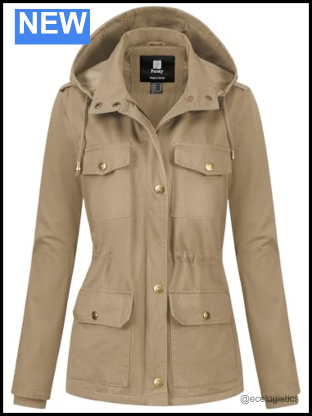 Women's Cotton Anorak Jacket Military Utility Lightweight Coat with Removable